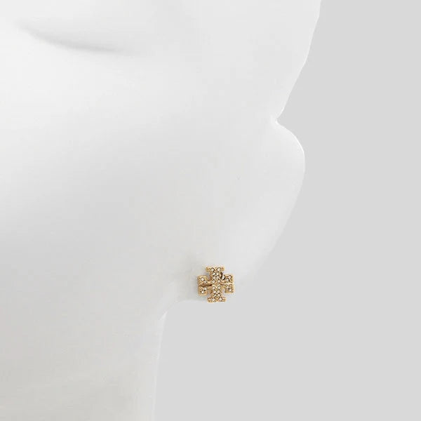 TORY BURCH Crystal T Logo Stud Earring Tory Gold RS-53423