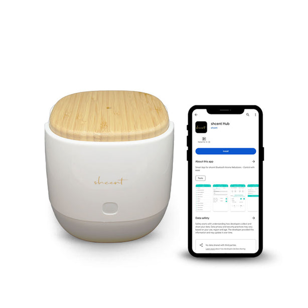 shcent Oasis Aroma Nebulizer Diffuser | Bluetooth-enabled | Waterless | Office & Home | Bundle with 100ml Essential Oil