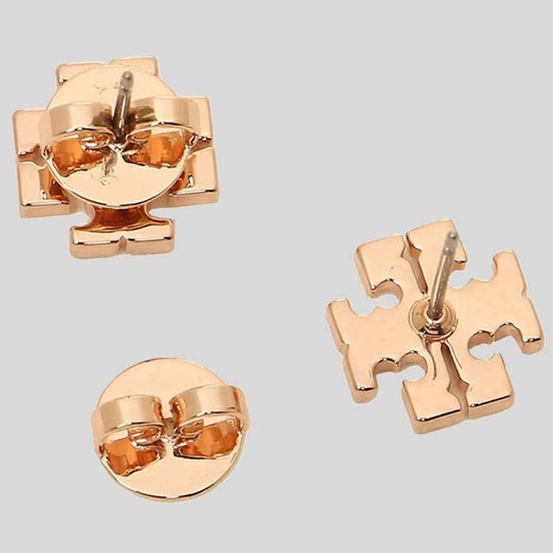 TORY BURCH Crystal T Logo Stud Earring Rose Gold RS-53423