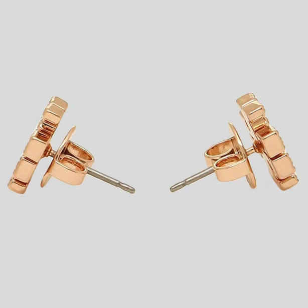 TORY BURCH Crystal T Logo Stud Earring Rose Gold RS-53423