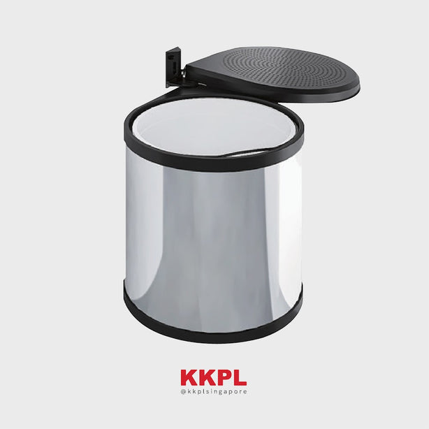 KKPL Kitchen Cabinet Space Savings SUS 304 Build in Stainless Steel Waste Bin