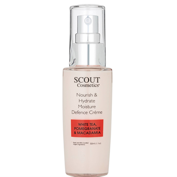 SCOUT Organic Active Beauty Nourish & Hydrate Moisture Defense Moisturizer Creme With White Tea, Pomegranate And Macadamia