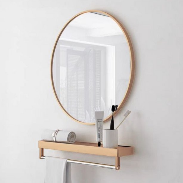 Round Mirror with Shelf