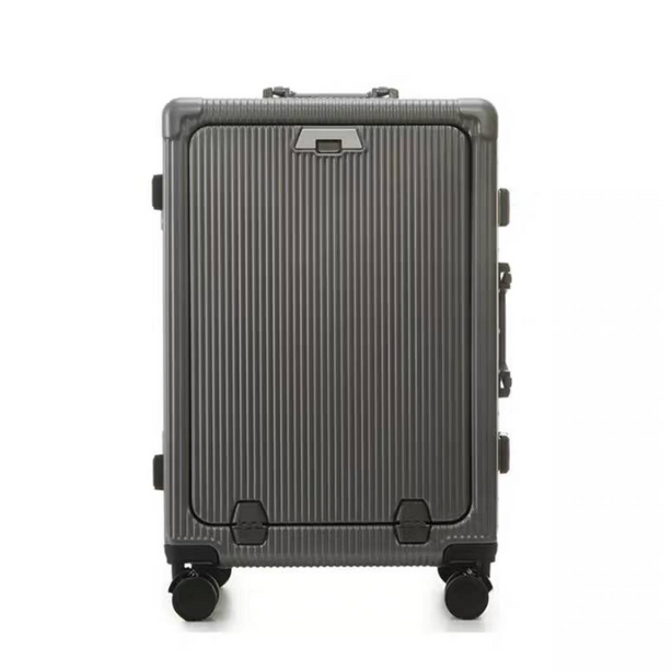 Front flap Aluminum Frame Luggage with USB Charging Port