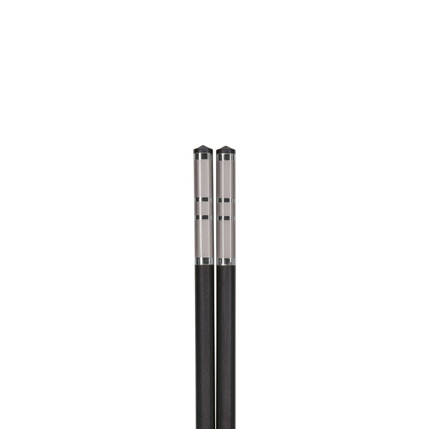 Charles Millen Signature Collection Luxury Black Alloy Chopsticks, Twin Pack, Silver