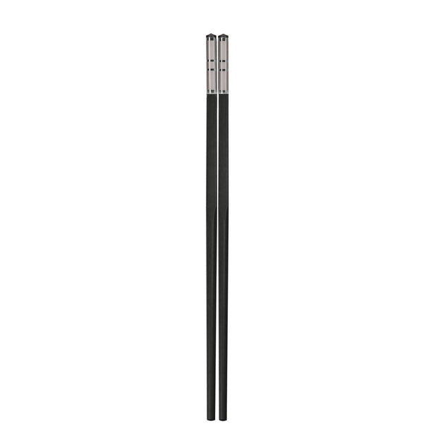 Charles Millen Signature Collection Luxury Black Alloy Chopsticks, Twin Pack, Silver