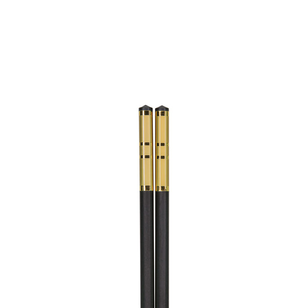 Charles Millen Signature Collection Luxury Black Alloy Chopsticks, Twin Pack, Gold