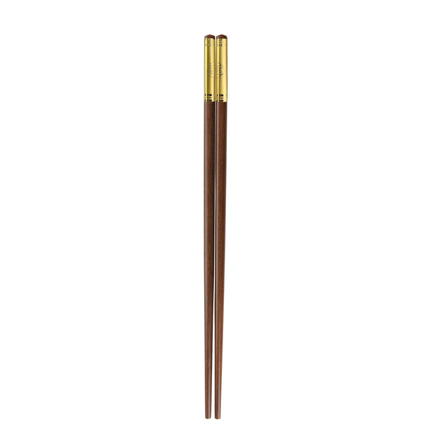 Charles Millen Signature Collection Luxury Brown Wood Chopsticks, Twin Pack, Gold