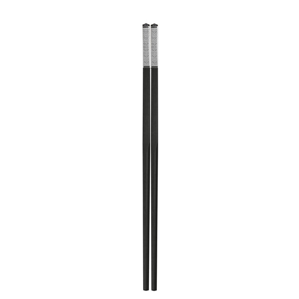 Charles Millen Signature Collection Luxury Black Wood Chopsticks, Twin Pack, Silver