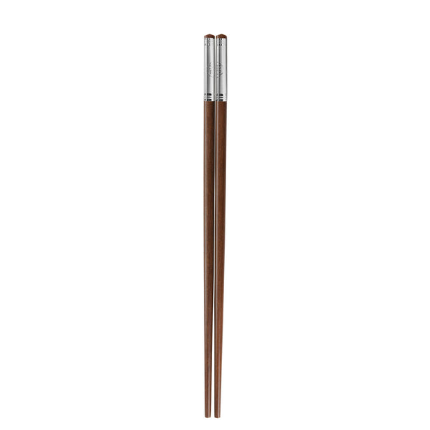 Charles Millen Signature Collection Luxury Brown Wood Chopsticks, Twin Pack, Silver