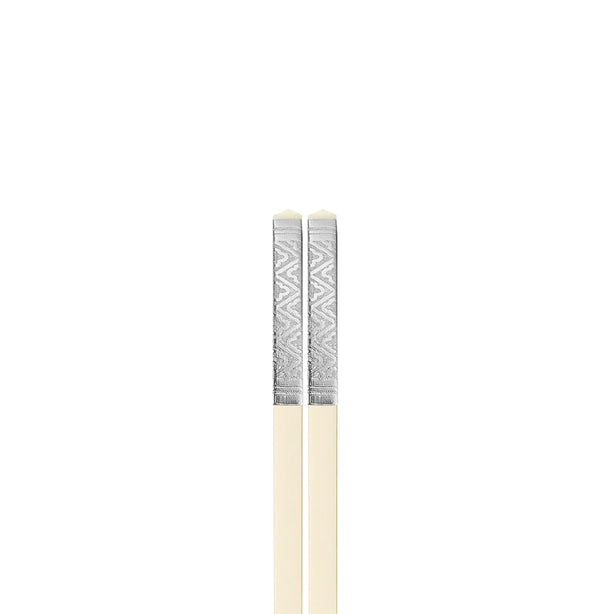 Charles Millen Signature Collection Luxury Ivory Melamine Chopsticks, Twin Pack, Silver