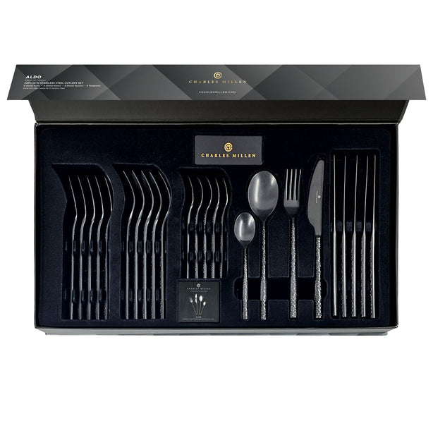 Charles Millen Signature Collection Aldo Cutlery Set, Antique Black Matt Finished