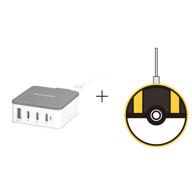 [Bundle] thecoopidea Mini Block GAN 45W PD Charging Station 3C1A +  thecoopidea Pokemon Ultra Ball Wireless Charging Pad (Bundle Deals)