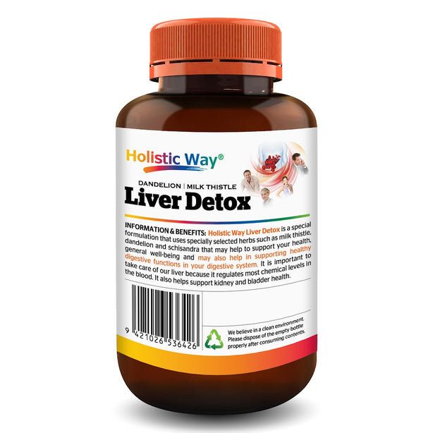 Holistic Way Liver Detox + Dandelion and Milk Thistle for Alcohol Defence — Vegan (90 Vegetarian Capsules)