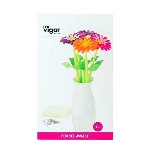 Vigar Flower Shop 5pc Pen Set With Vase