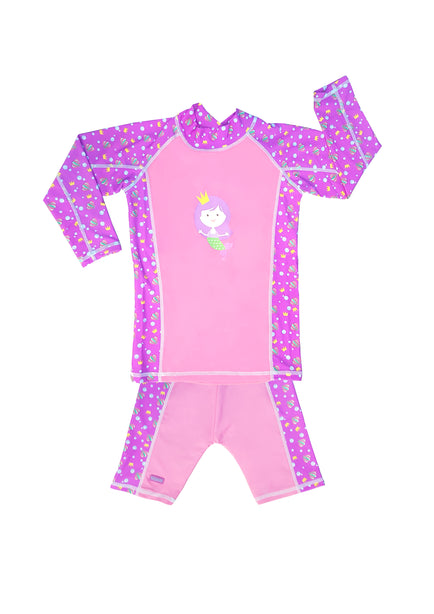 TeePeeTo UV50+ Mermaid Long Sleeve Swim Top and Shorts Set