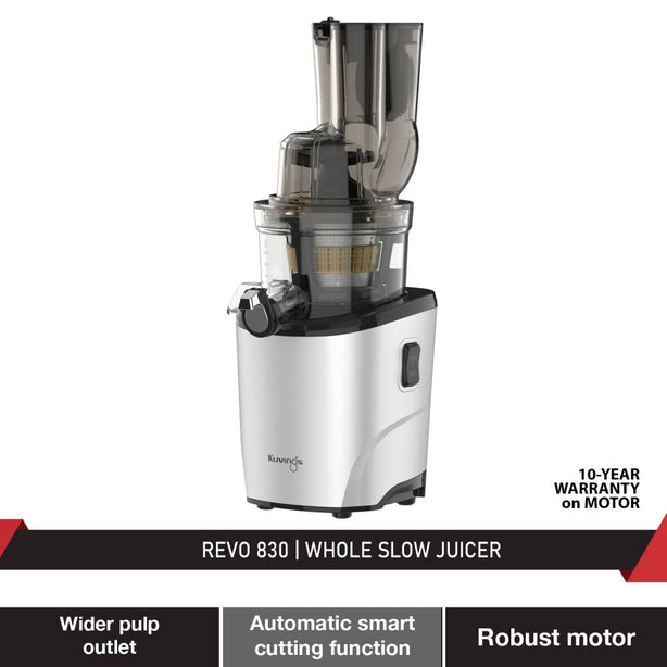 Kuvings REVO 830 Whole Slow Juicer with Triple Feeding Chute for Cold Press fibrous fruits and vegetables (Matt Silver)