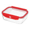 Mastrad Borosilicate Glass Rectangle Storage Box With Pp Lid, -20¬∞C To +400¬∞C, M, Red, Stor'Eat