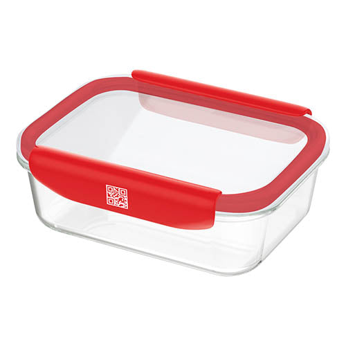 Mastrad Borosilicate Glass Rectangle Storage Box With Pp Lid, -20¬∞C To +400¬∞C, M, Red, Stor'Eat