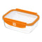 Mastrad Borosilicate Glass Rectangle Storage Box With Pp Lid, -20¬∞C To +400¬∞C, S, Orange, Stor'Eat