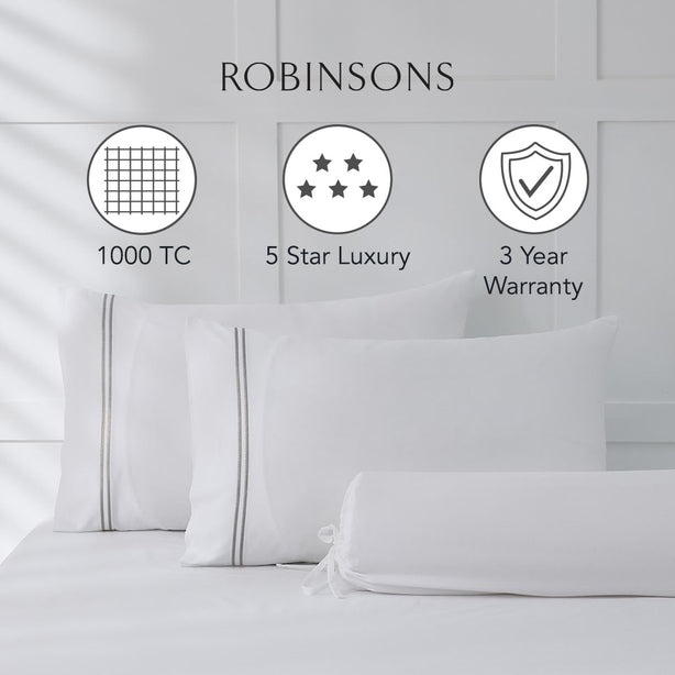 Robinsons Royale 1000TC Embroidered Fitted Sheet Set Hotel Collection