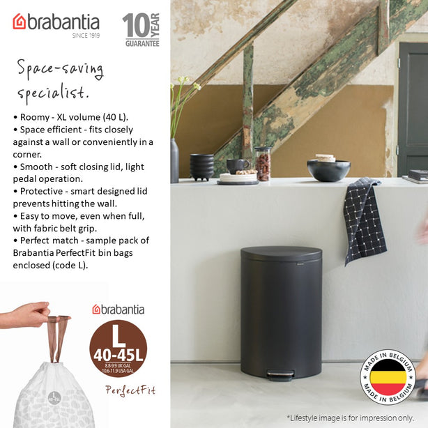 Brabantia 12 Gal. PerfectFit Trash Bags, Code L, (40 L x 45 L) 20