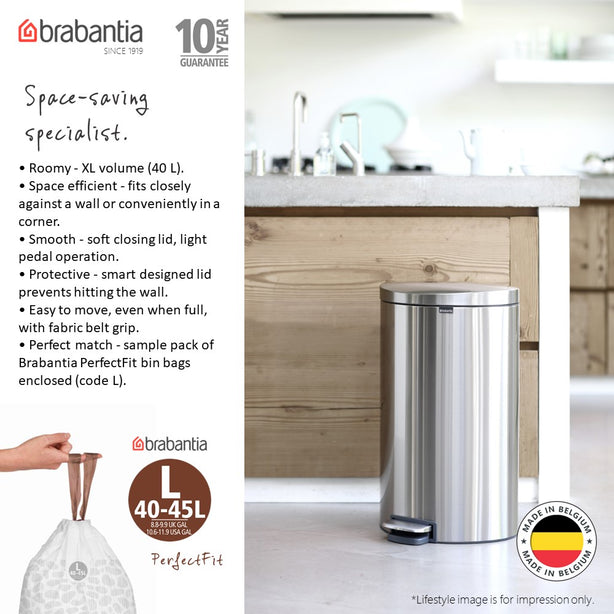 Brabantia 12 Gal. PerfectFit Trash Bags, Code L, (40 L x 45 L) 20